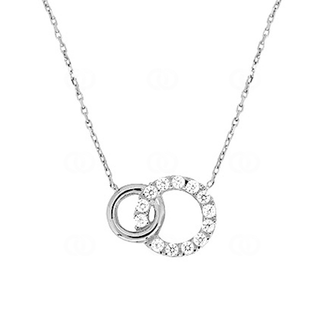 Necklace 375/9 K White Gold Circles with Cubic Zirconia - 393056.Z1-42