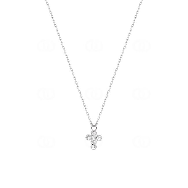 Collier or gris 375/9 ct Croix avec zircones - 397138.Z1