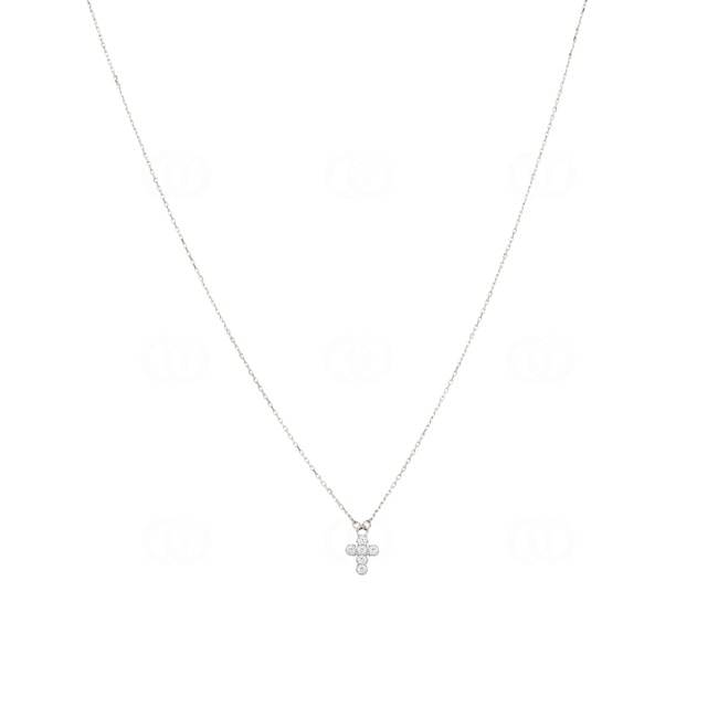 Collier 375/9 K Weissgold Kreuz mit Zirkonia - 397138.Z1