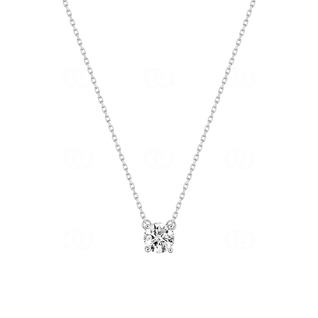 Collier or gris 375/9 ct avec 5.0mm zircone en serti grains - 59YA468GZ
