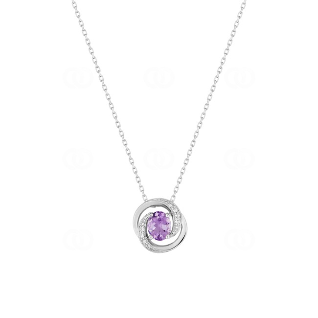 Collier 375/9 K Weissgold mit Amethyst & Zirkonia - 5FA733GAZ