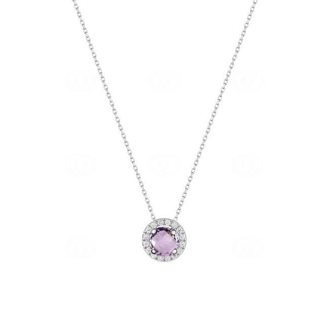 Collier 375/9 K Weissgold mit Amethyst & Zirkonia - 397152.A1