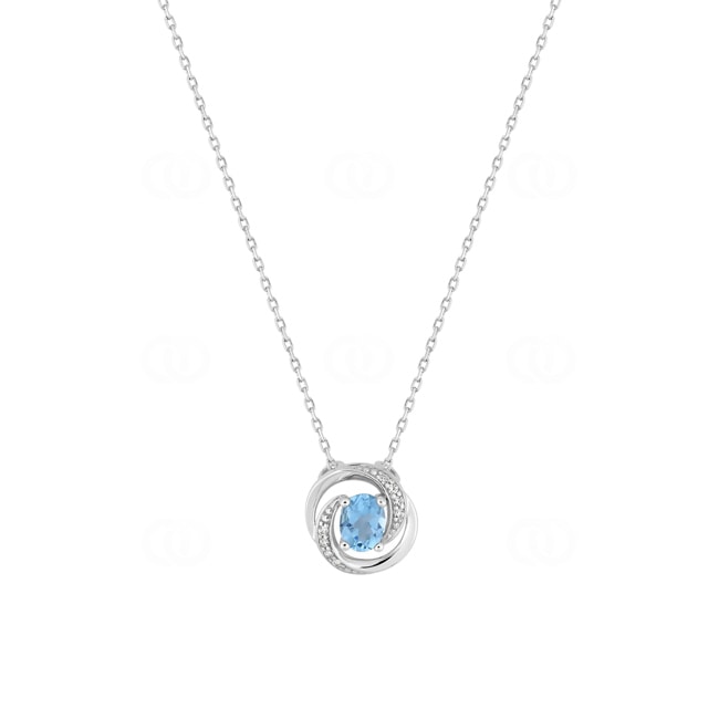 Collier 375/9 K Weissgold mit Blautopas & Zirkonia - 5FA733GTZ