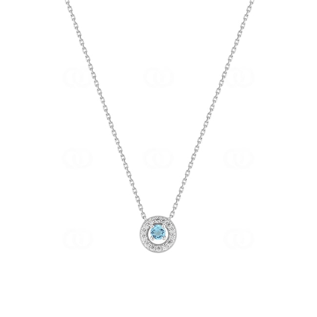 Collier 375/9 K Weissgold mit Blautopas & Zirkonia - 397337.T1