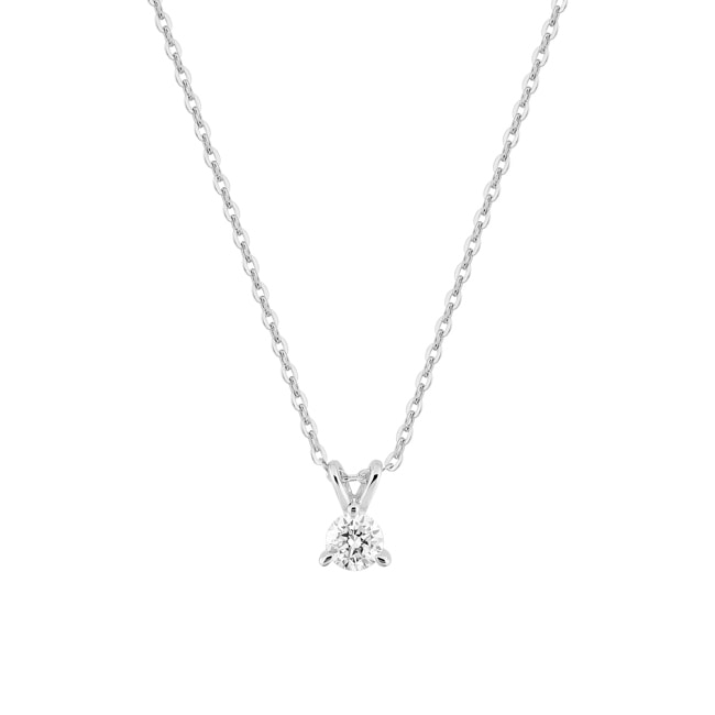 Collier or gris 375/9 ct avec diamant de laboratoire 0.15 ct - 9KLGD061W