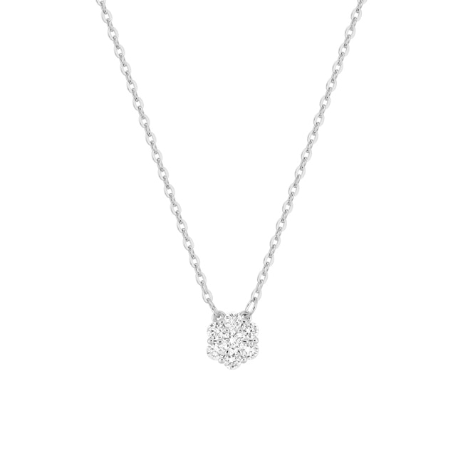 Collier or gris 375/9 ct avec diamants de laboratoire 0.15 ct - 9KLGD078W