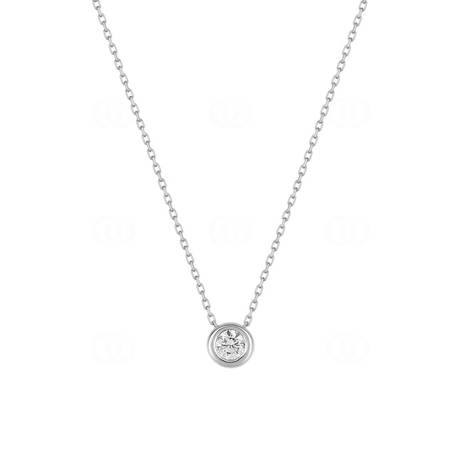 Collier 375/9 K Weissgold mit Solitär Zirkonia 3.25mm - 393030.Z1-42