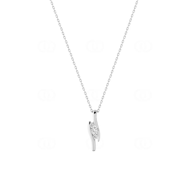 Necklace 375/9 K White Gold with Cubic Zirconia Trilogy - 39006.Z1-42