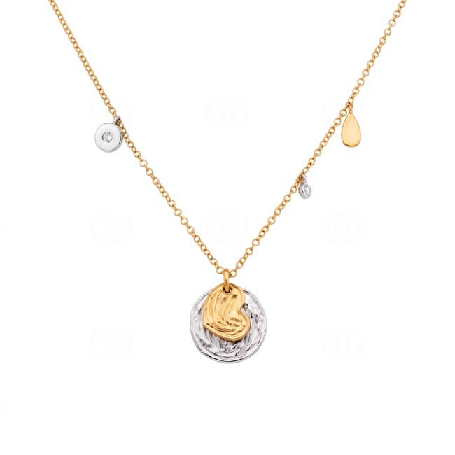 Collier 750/18 K Gelb-/ Weissgold mit Diamanten 0.02 ct - KE-73620-02-GW