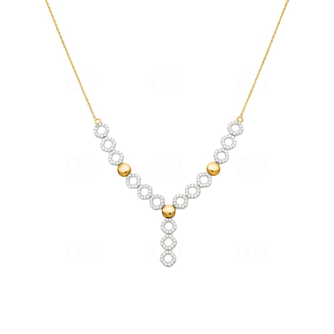 Collier 750/18 K Gelb-/ Weissgold mit Zirkonia - N0101