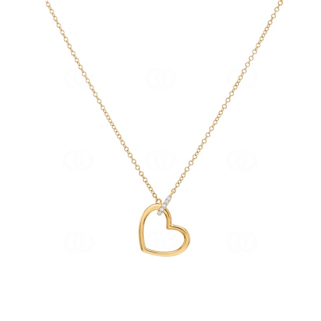 Necklace 750/18 K Yellow Gold Heart with Diamonds 0.02 ct - KE-73615-GG