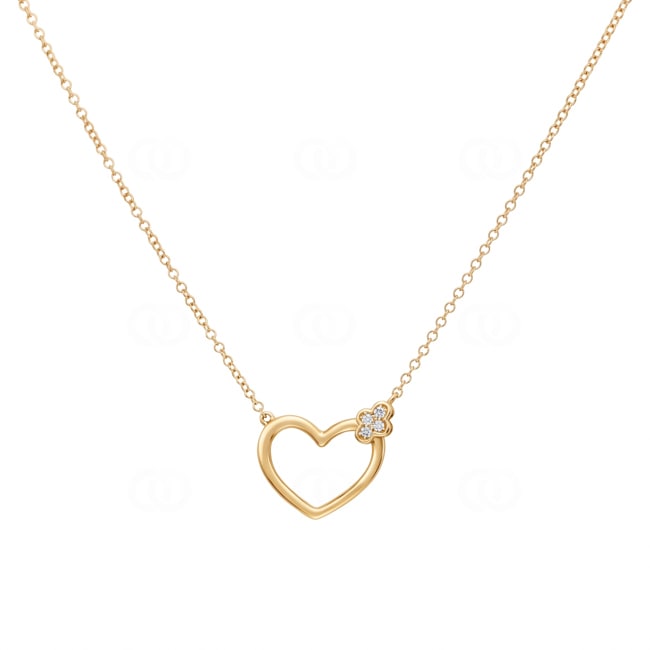 Collier 750/18 K Gelbgold Herz mit Diamanten 0.02 ct - KE-73617-GG