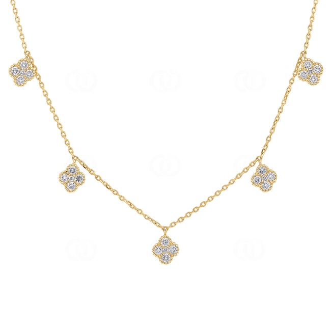 Necklace 750/18 K Yellow Gold Cloverleaves with Diamonds 0.83 ct H/si - KE-00597-GG