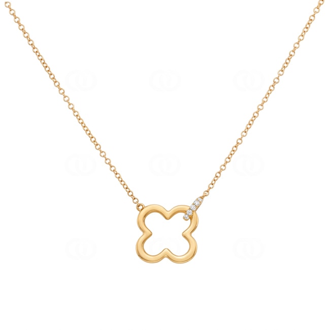 Necklace 750/18 K Yellow Gold Cloverleaf with Diamonds 0.02 ct - KE-73614-GG