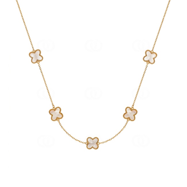 Collier or jaune 750/18 ct Croix avec nacre - CPE104545