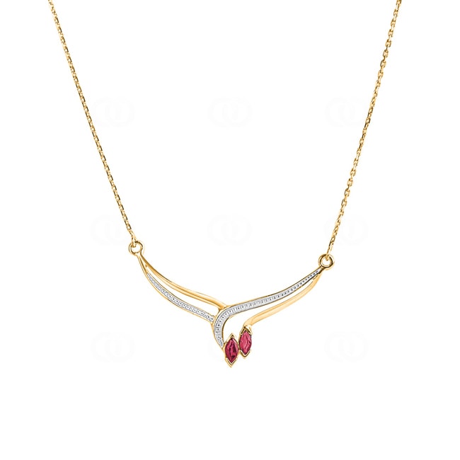 Necklace 750/18 K Yellow Gold with 2 Rubies 0.22ct. - 3.4018.R3-42