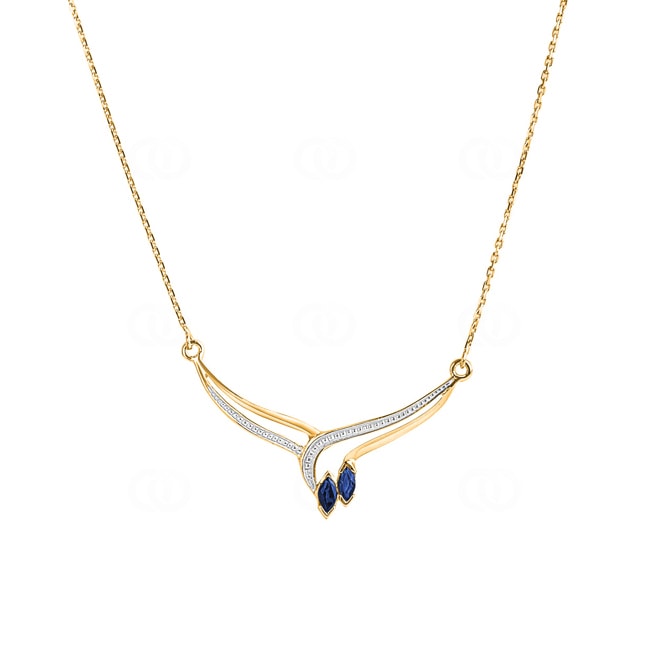 Necklace 750/18 K Yellow Gold with 2 Sapphires 0.22ct. - 3.4018.S3