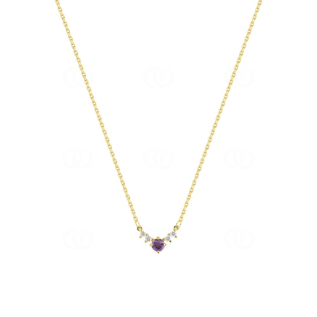 Collier or jaune 750/18 ct avec améthyste & diamants 0.05 ct - 3.7532.A0