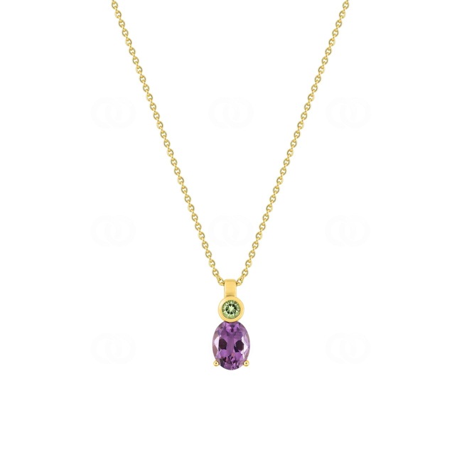 Collier or jaune 750/18 ct avec améthyste & péridot - J30018.B0
