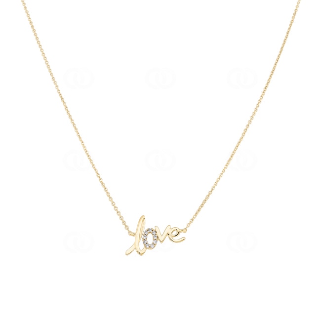 Collier 750/18 K Gelbgold Love mit Diamanten 0.03 ct H/si - KE-57606-GG