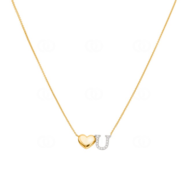 Necklace 750/18 K Yellow Gold Love You with Diamonds 0.05 ct H/si - CBR116845