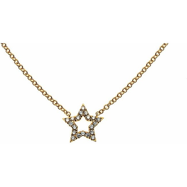 Collier 750/18 K Gelbgold mit Diamanten, Stern - CBR101045