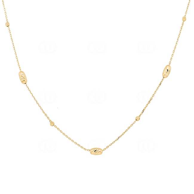 Collier or jaune 750/18 ct avec olives diamantées - KE-0303003-GG