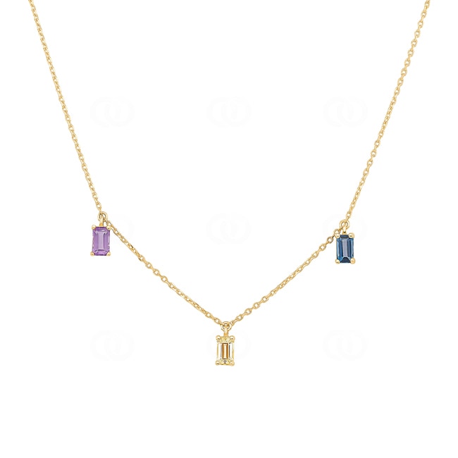 Collier 750/18 K Gelbgold mit Farbsteinen - 778271G