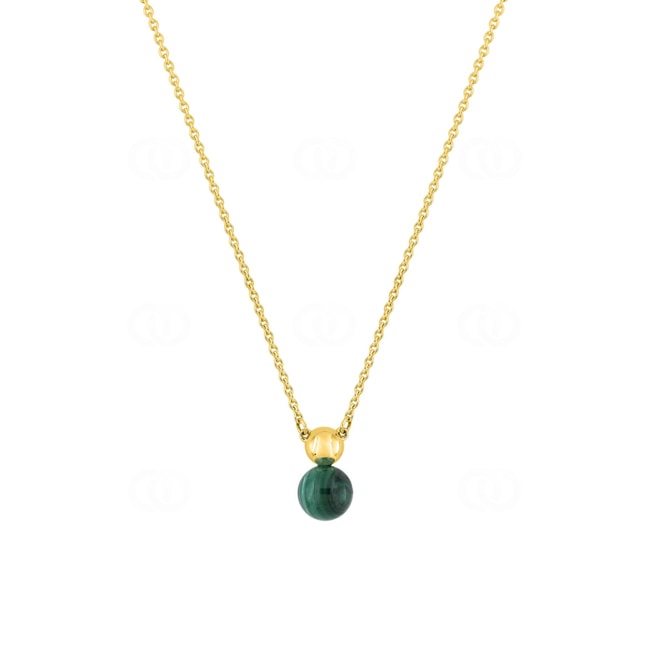 Necklace 750/18 K Yellow Gold with Malachite 6mm - J30011.N0
