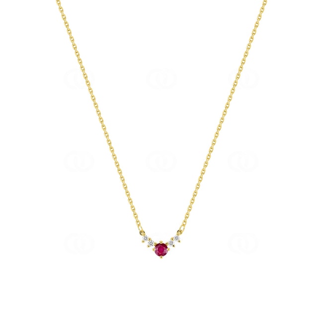 Collier or jaune 750/18 ct avec rubis & diamants 0.05 ct - 3.7532.R0