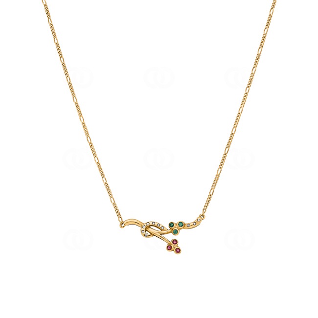 Collier 750/18 K Gelbgold mit Rubinen Smaragden und Diamanten - 441