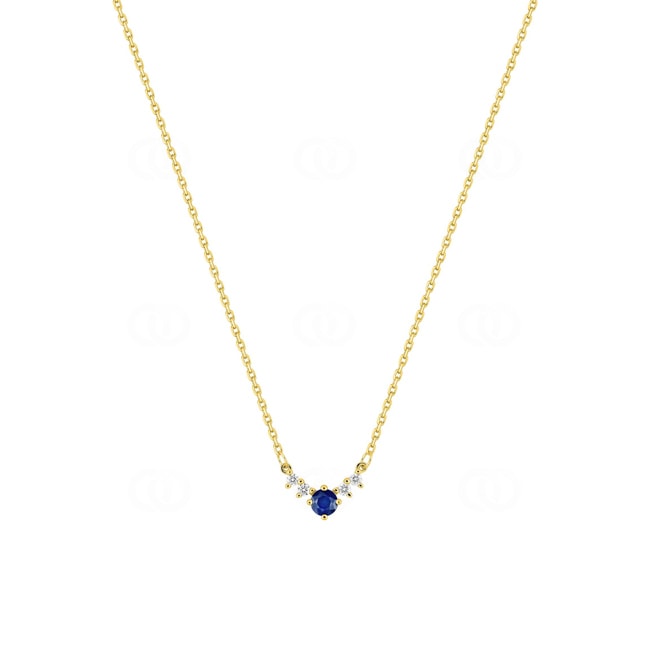 Collier or jaune 750/18 ct avec saphir & diamants 0.05 ct - 3.7532.S0