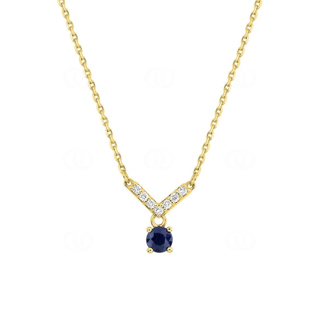 Collier or jaune 750/18 ct avec saphir & diamants 0.06 ct - 3.7344.S0