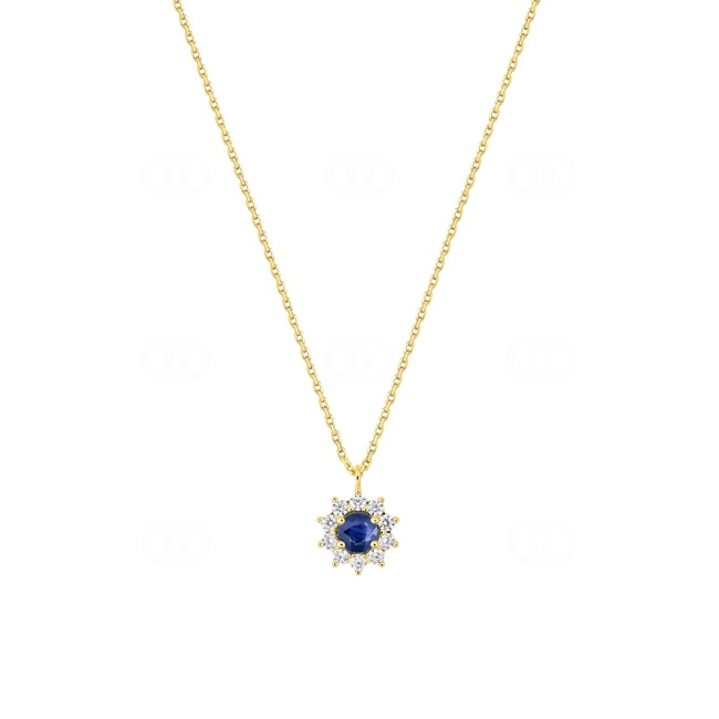 Necklace 750/18 K Yellow Gold with Sapphire & Diamonds 0.21 ct - 3.7522.S0