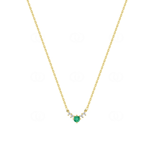 Collier or jaune 750/18 ct avec émeraude & diamants 0.05 ct - 3.7532.E0