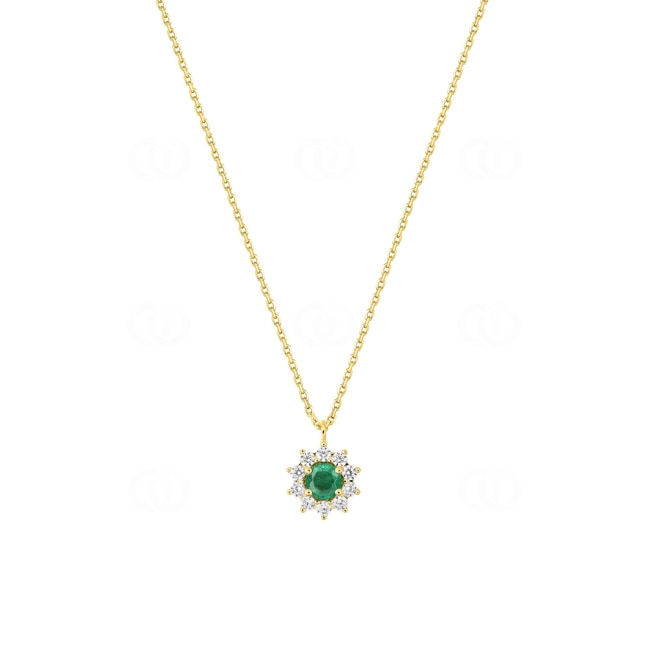Collier or jaune 750/18 ct avec émeraude & diamants 0.21 ct - 3.7522.E0