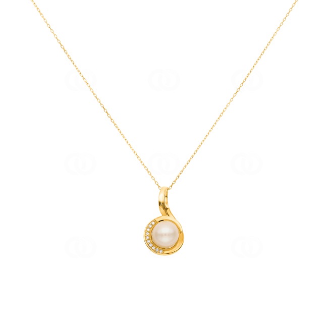 Collier 750/18 K Gelbgold mit Süsswasserzuchtperle - KE12026