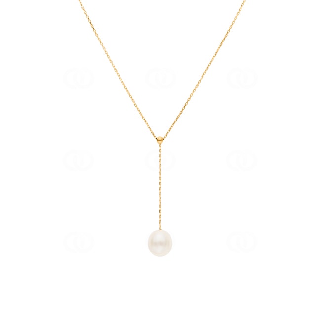 Collier or jaune 750/18 ct avec perle de culture d'eau douce poire - 7505P-42