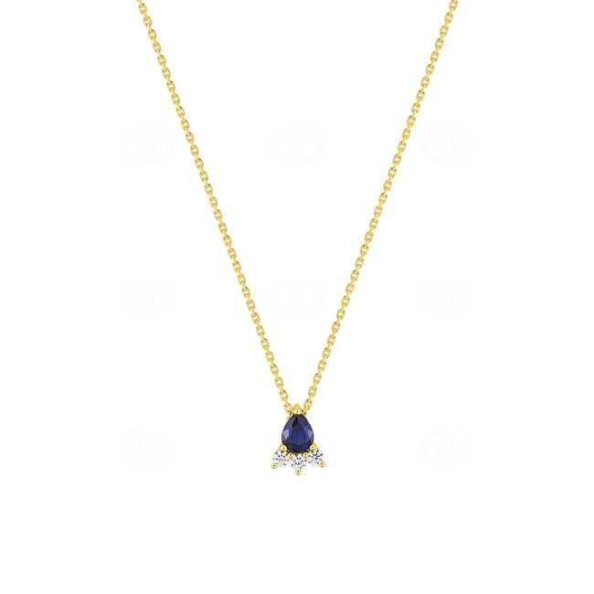 Collier or jaune 750/18 ct avec saphir et zircones - 3.7584.S0
