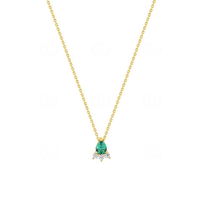 Collier or jaune 750/18 ct avec émeraude et zircones - 3.7584.E0
