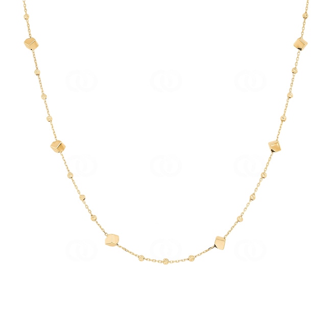 Collier 750/18 K Gelbgold mit Würfel und Kugeln - KE-3018002-GG