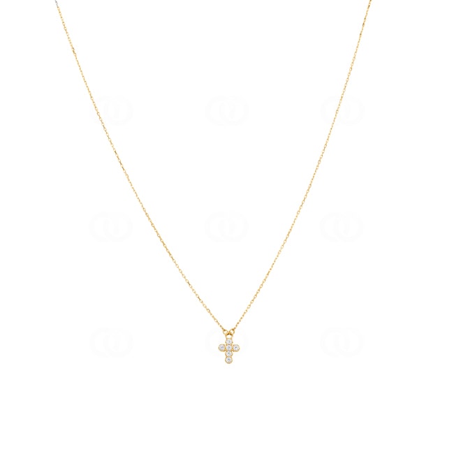Necklace 750/18 K Yellow Gold Cross with Cubic Zirconia - 3.7138.Z0