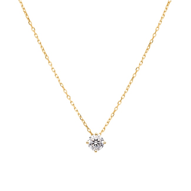 Collier or jaune 750/18 ct avec zircone solitaire Ø 7.0mm - PP05063-01-GG