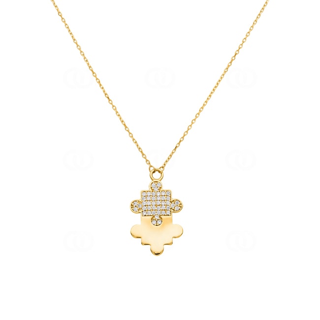 Collier 750/18 K Gelbgold mit Zirkonia, Puzzle Collier 750/18 K Gelbgold mit Zirkonia, Puzzle - ME0002-04