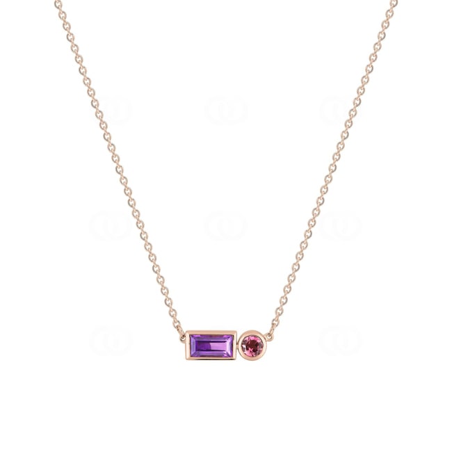Collier or rosé 750/18 ct avec améthyste & tourmaline rose - J30009.B4-42