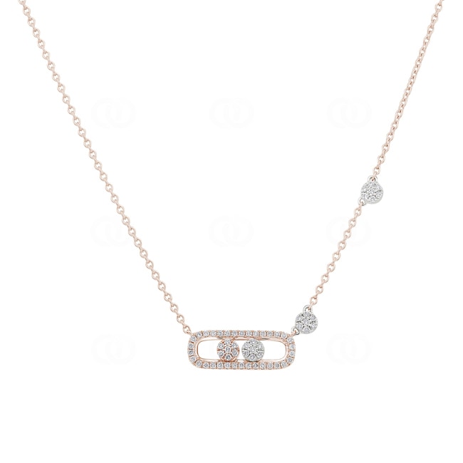Collier or rosé 750/18 ct avec diamants 0.28 ct H/si - KE-12350-RG