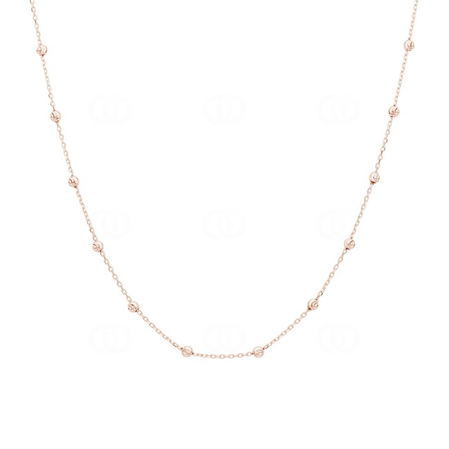 Collier or rose 750/18 ct avec 23 boules limées 2.5mm, 45cm - CGO310545