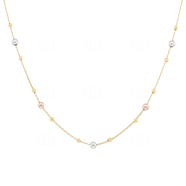 Necklace 750/18 K Three-tone Gold with polished Beads - KE-1830001-GG