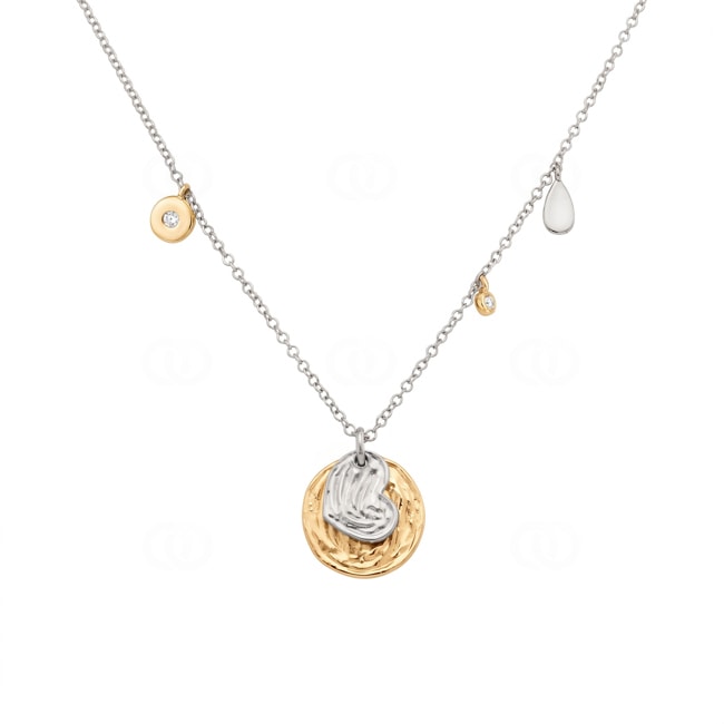 Collier 750/18 K Weiss-/ Gelbgold mit Diamanten 0.02 ct - KE-73620-01-GW