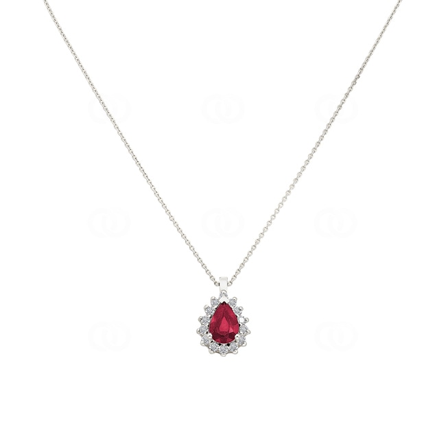 Collier or gris 750/18 ct, diamants 0.11 ct H/si & rubis - AN-095373-RUB-WG